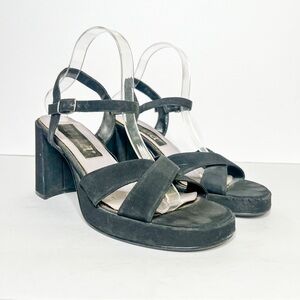 VTG Y2K Mudd Strappy Black Heels Size 10 Women’s